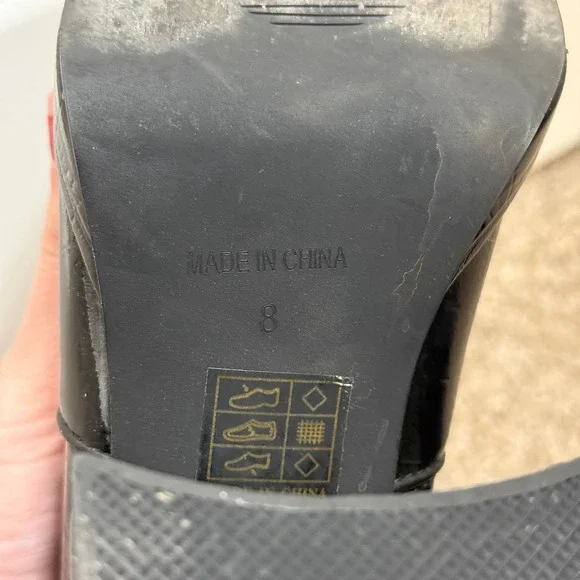 Princess Polly Black Patent Croc Chunky Heel Platform Ankle Boots Size 8 - Picture 5 of 5